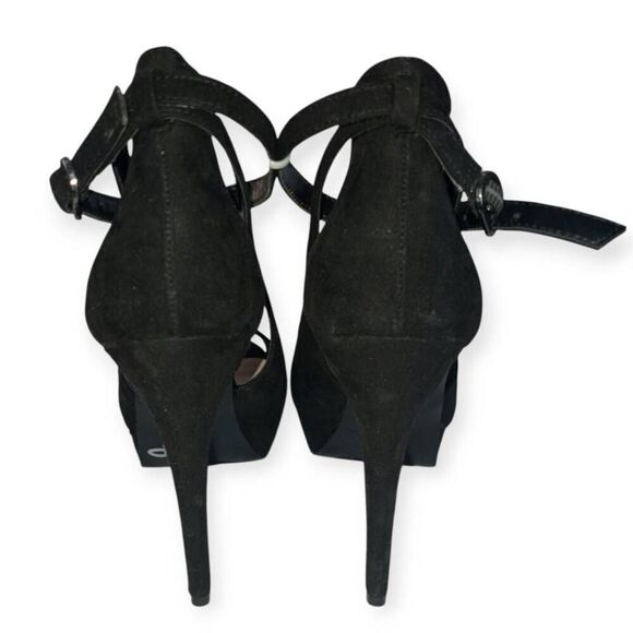 NINE WEST BLACK ANKLE STRAP PEEP TOE PLATFORM HEELS SZ.8 NWT. - Picture 4 of 8